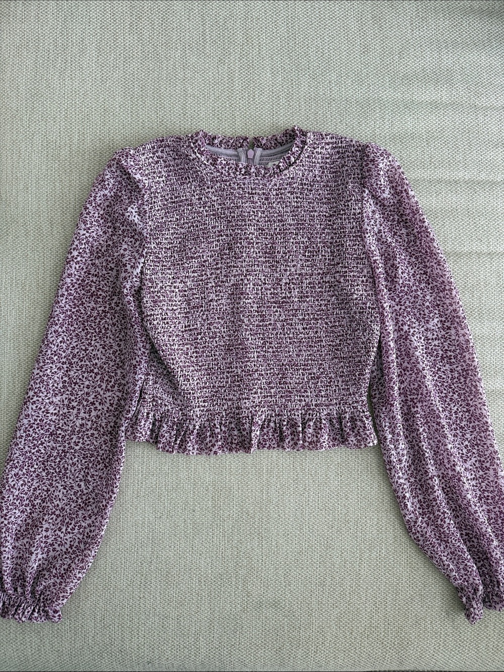 Wilfred Lavender Floral Smocked Crop Top